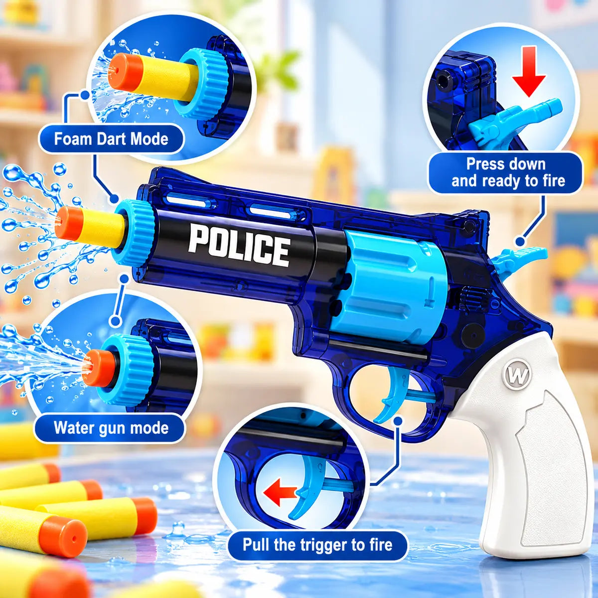 Soldier 2 in 1 Soft Darts and water shooting Gun (Random Color) (648-38)
