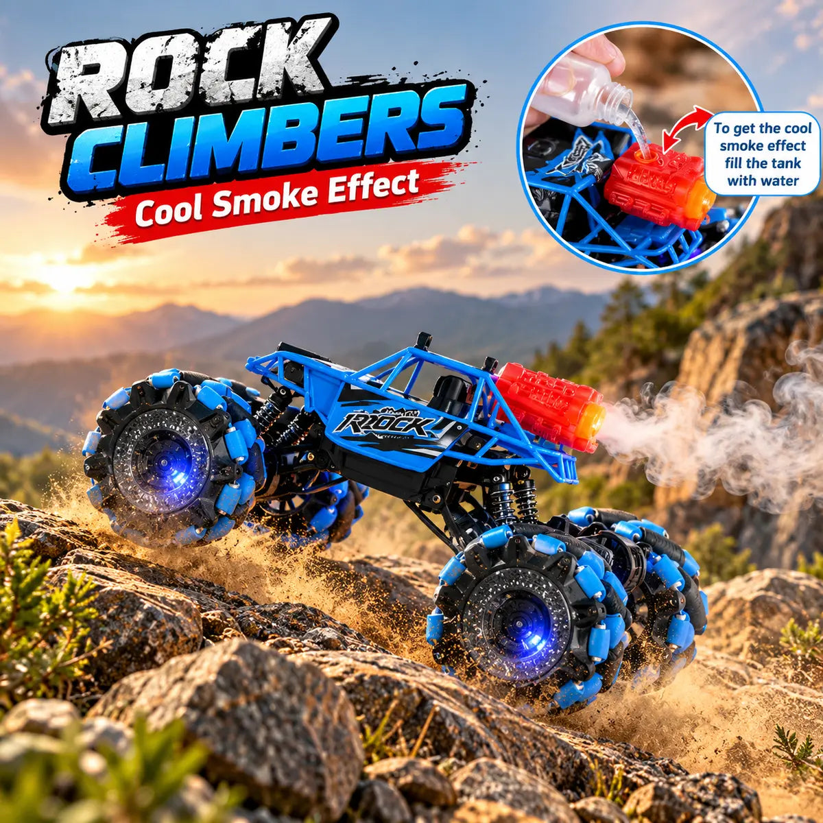 2.4GHz RC Stunt Climbing Truck with Smoke & LED Lights (Random Color | 3688-P116A)