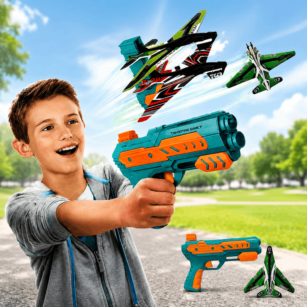 Air Battle 2 In 1 Plane Flying Launcher Gun (508-22)