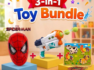 3-in-1 Kids Mask, Water Gun & Lacing Puzzle Toy Bundle (2025-34/648-28/BJ0053)