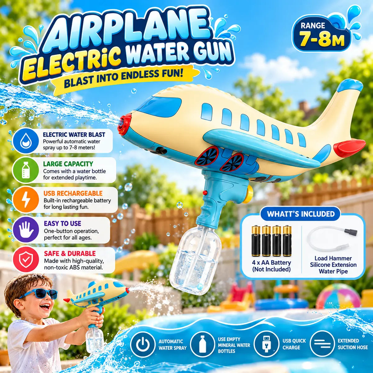Airplane Electric Water Gun Toy for Kids (X55C)