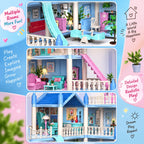 DIY Doll House Villa Set For Kids - Blue
