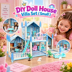 DIY Doll House Villa Set For Kids - Blue