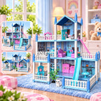 DIY Doll House Villa Set For Kids - Blue