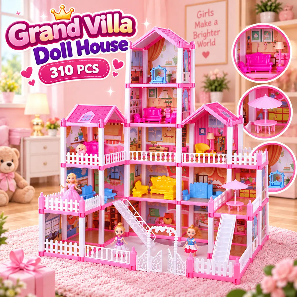 DIY Grand Villa Pink Doll House Playset (DSJ55-15 | 16)
