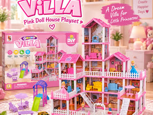 DIY Grand Villa Pink Doll House Playset (DSJ55-15 | 16)
