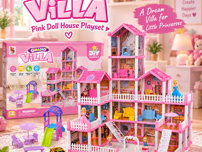 DIY Grand Villa Pink Doll House Playset (DSJ55-15 | 16)