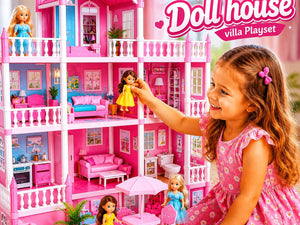DIY Dreamy Pink Doll house villa Playset