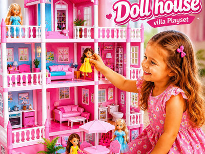 DIY Dreamy Pink Doll house villa Playset