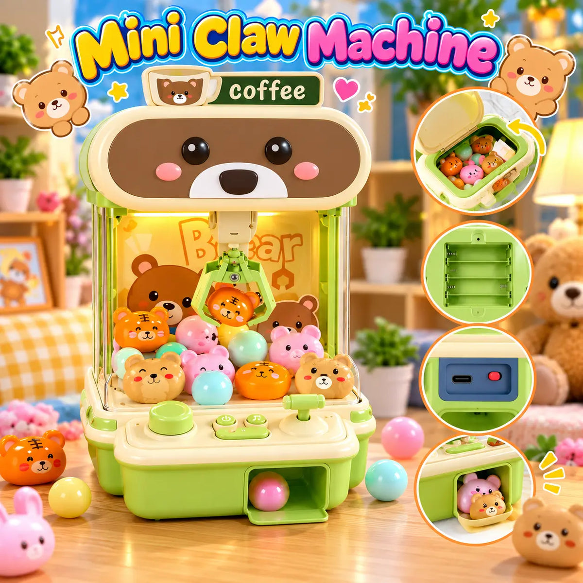 Mini Coffee Bear Claw Machine for Kids (LC-002)