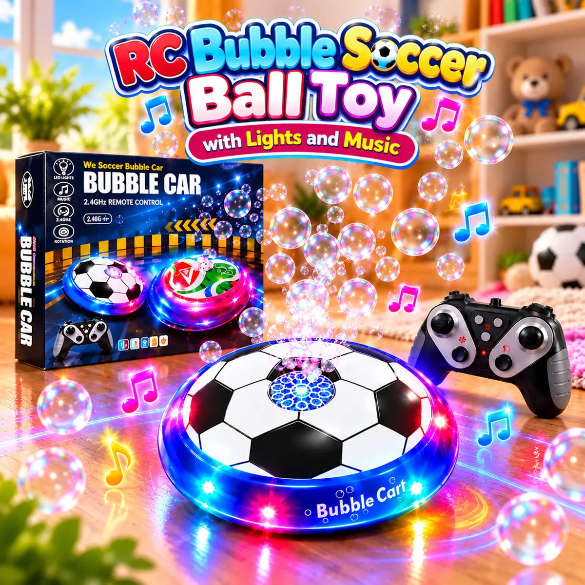 RC Bubble Soccer Ball Toy with Lights & Music (Random Design | UD3009A)
