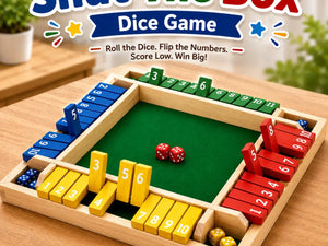 Shut The Box Dice Game – Wooden Family Math Board Game 2–4 Players (2025-39)