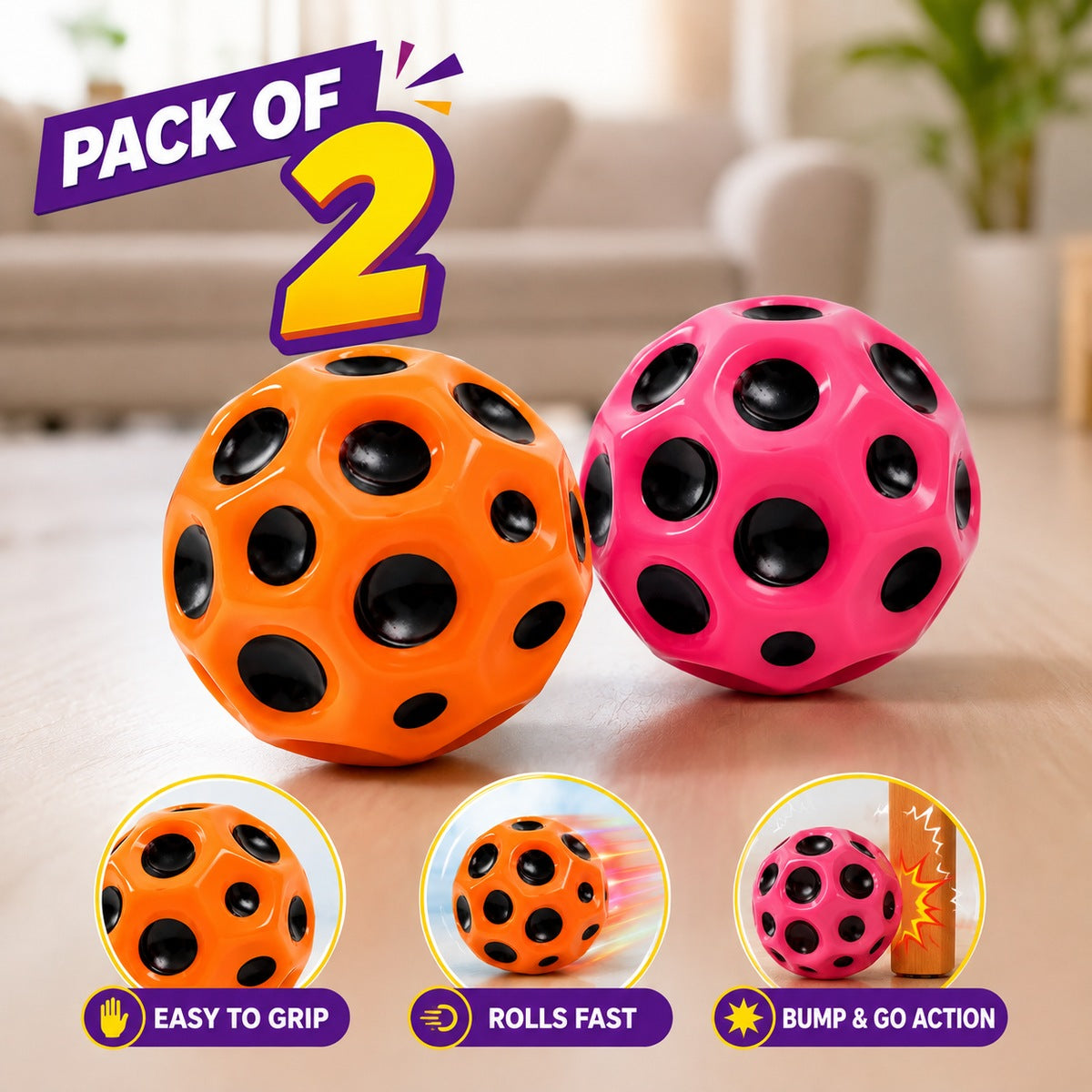 Bouncy Ball Anti-fall Moon Shape (Random Color)