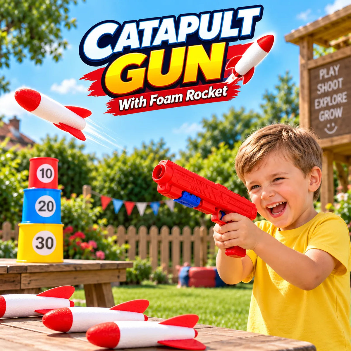 Catapult Gun With Foam Rocket For Kids (FM-24)
