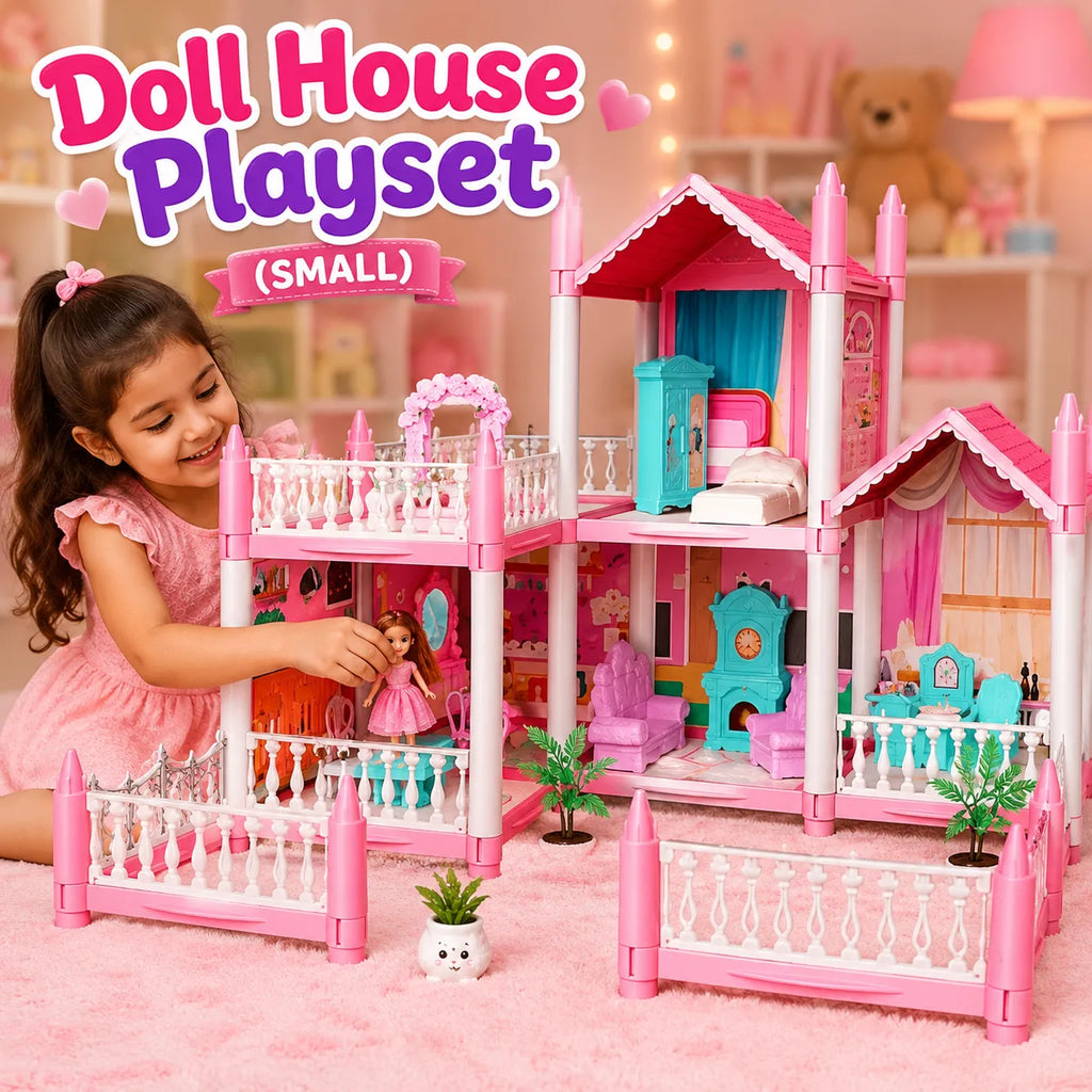 DIY Dreamy Pink Doll house villa Playset
