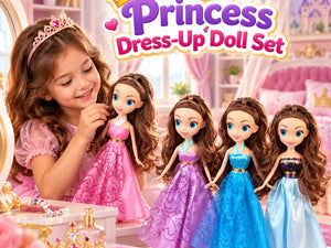 4-in-1 Princess Dress-Up Doll Set for Girls