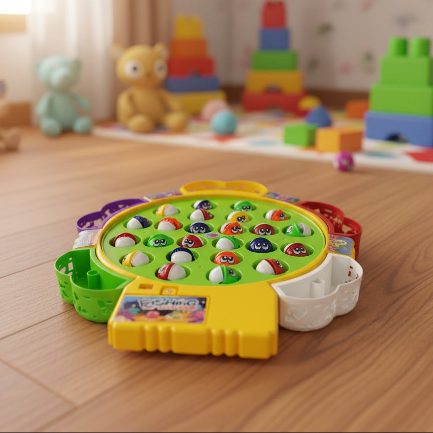 Rotating Fishing Game Toy 24 Fish Set with Music for Kids (6873)